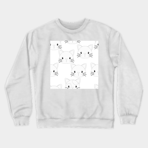 Cats Vector Fashion Background Seamless Crewneck Sweatshirt by MichelMM